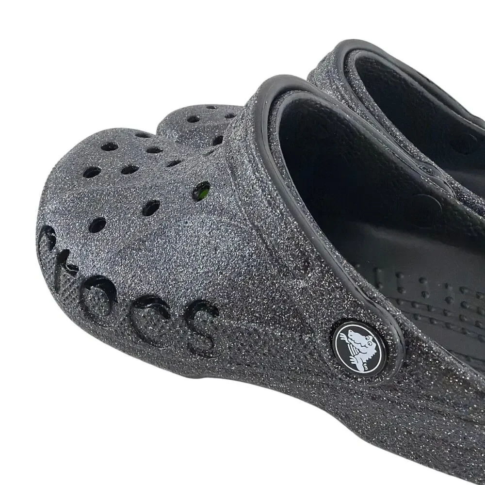 Crocs Unisex Black Baya Glitter Clogs Size M's 7 W's 9 - Picture 8 of 12